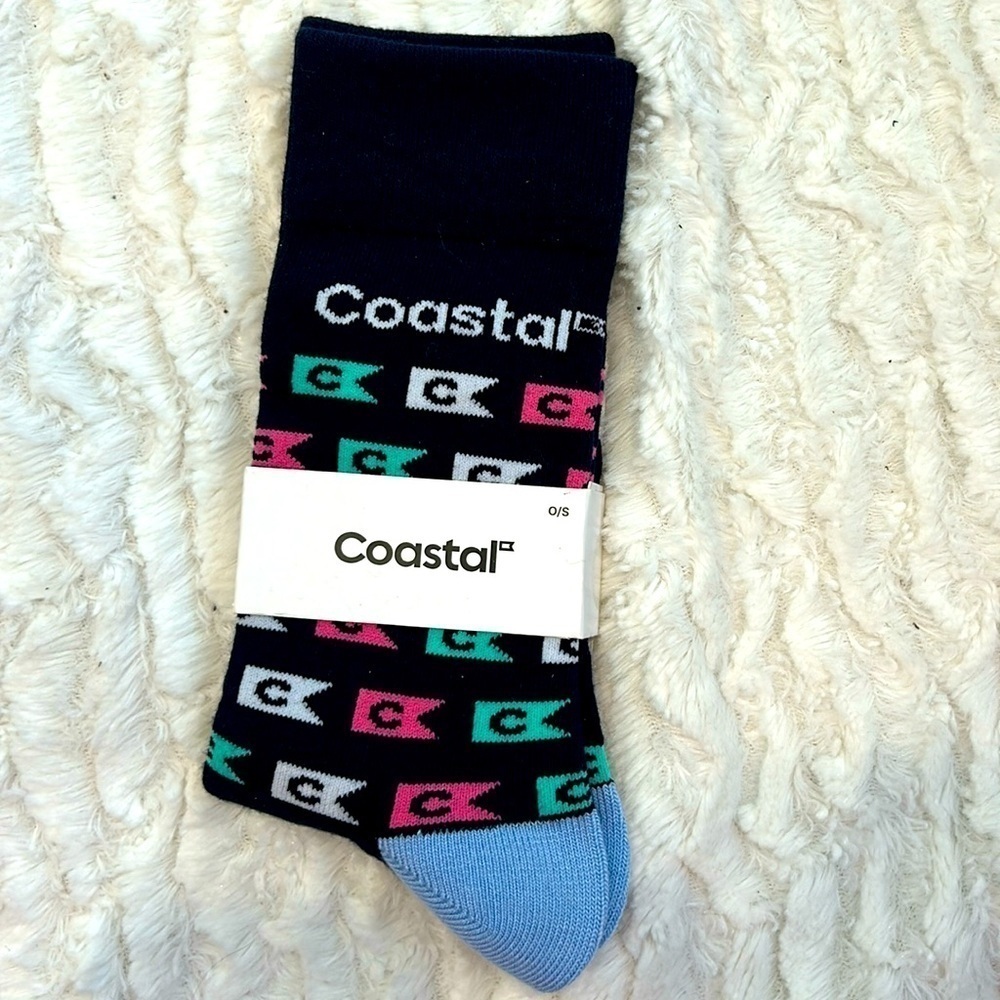 Brand new coastal C flag custom dress socks. One size fits most adult unisex